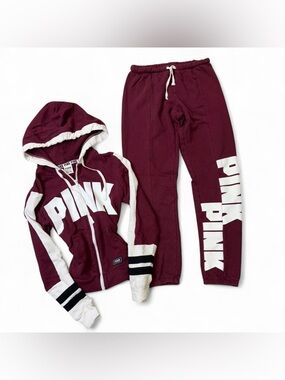 Y2K Victoria’s Secret pink burgundy sweatsuit 💋